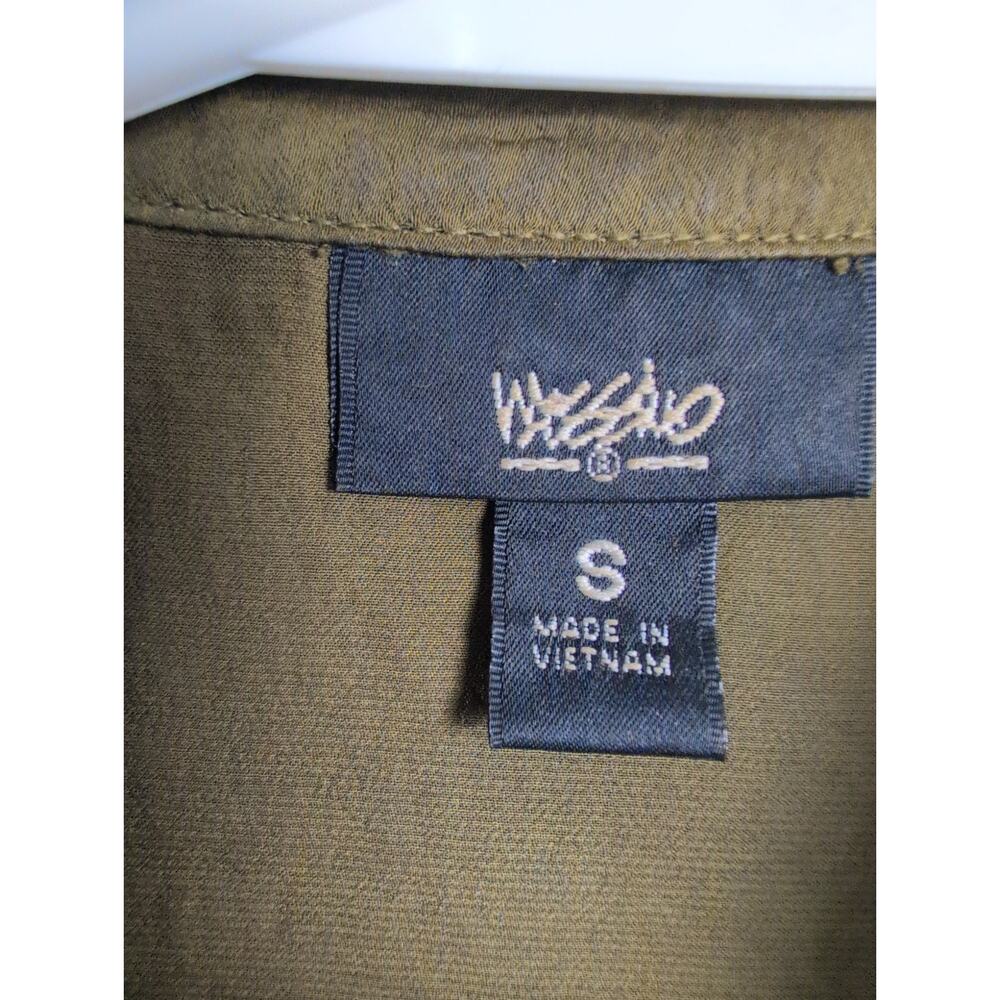 Mossimo green satin button up shirt Size Sm Utility Safari Glam Y2K Retro - Picture 3 of 6
